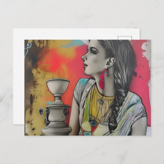 イタリア古代ポンペイファッション女性 ポストカード (正面/裏面)