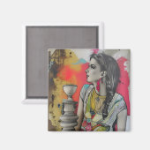 イタリア古代ポンペイファッション女性 マグネット (正面/裏面)