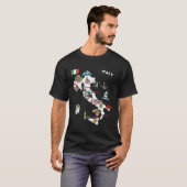 イタリア図解入りの、写真付きのの地図は都市に国旗を付け素晴らしている Tシャツ (正面フル)