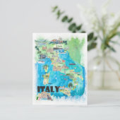 イタリア図解入りの、写真付きのの地図 ポストカード (スタンド正面)