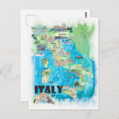 イタリア図解入りの、写真付きのの地図 ポストカード (正面/裏面)