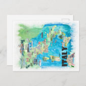 イタリア図解入りの、写真付きのの地図 ポストカード (正面/裏面)