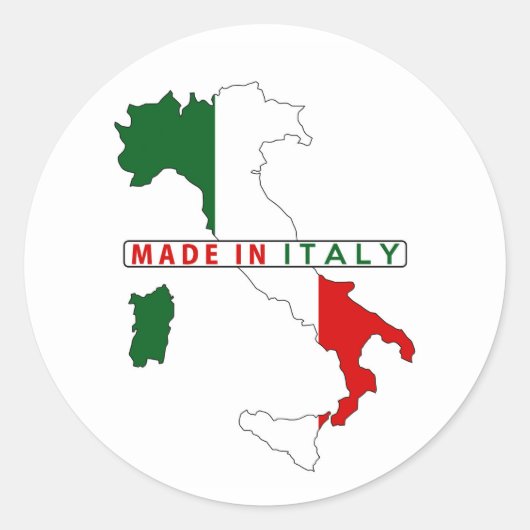 イタリア国地図シェイプフラグ製品ラベルで作成 ラウンドシール (正面)