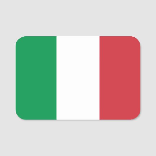 イタリア国旗が付いた愛国的な名前タグ 名札 (正面)