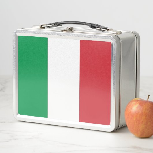 イタリア国旗が付いた金属製ステンレス弁当箱 メタルランチボックス (インサイチュ)