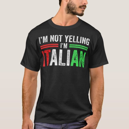 イタリア国旗だと叫イタリアンんおもしろいだ Tシャツ (正面)