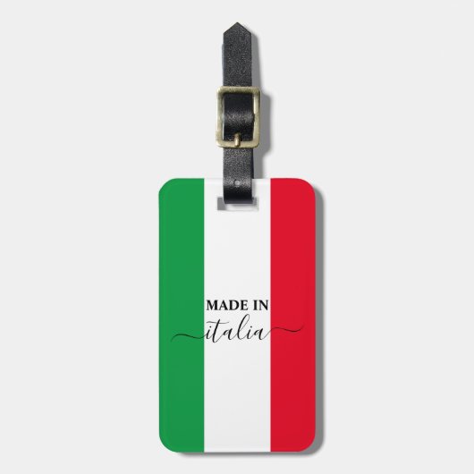 イタリア国旗でイタリアン作られた赤い白の緑イタリア ラゲッジタグ (正面縦)