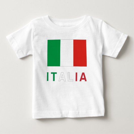 イタリア国旗とイタリア ベビーTシャツ (正面)