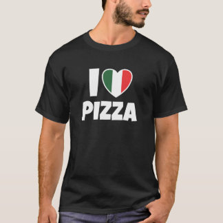 イタリア国旗とハートとピザが大好き Tシャツ