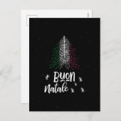 イタリア国旗とメリークリスマス シーズンポストカード (正面/裏面)