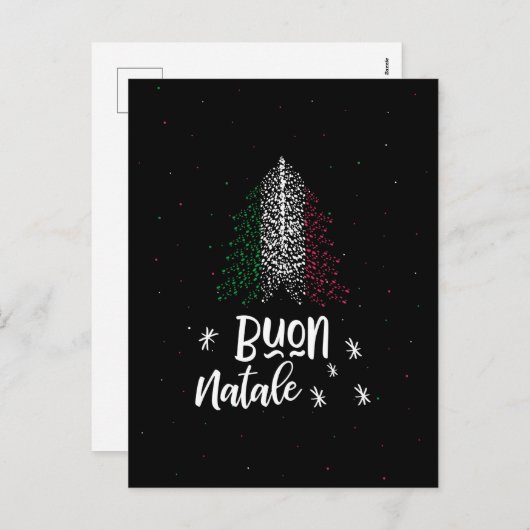 イタリア国旗とメリークリスマス シーズンポストカード (正面/裏面)