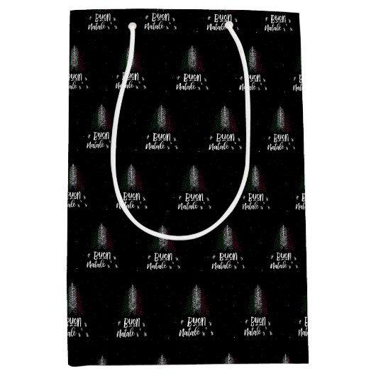 イタリア国旗とメリークリスマス ミディアムペーパーバッグ (正面)