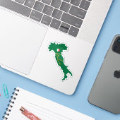 イタリア国旗と名前のイタリアの地図の輪郭 シール (ノートパソコンとiPhone)