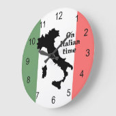 イタリア国旗と地図デザイン時計 ラージ壁時計 (傾斜)