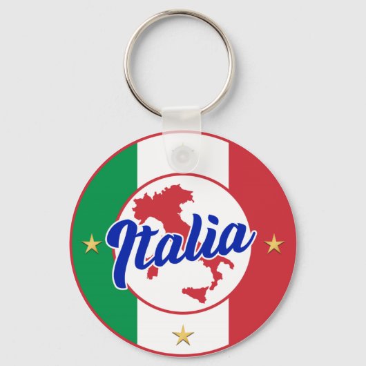 イタリア国旗と地図 キーホルダー (正面)