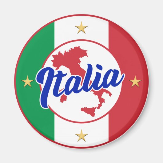 イタリア国旗と地図 マグネット (正面)