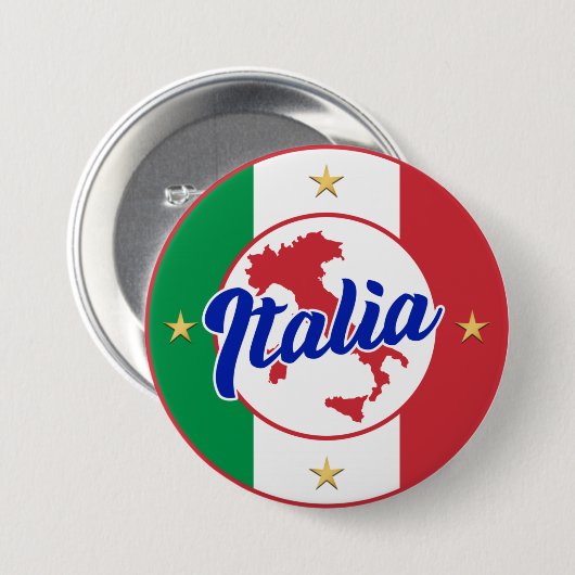 イタリア国旗と地図 缶バッジ (正面&裏面)