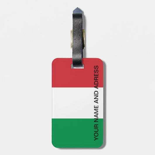 イタリア国旗と荷物タグ ラゲッジタグ (裏面縦)