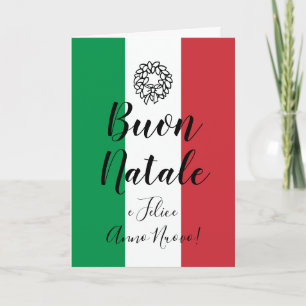イタリア国旗のクリスマスグリーティングカード Buon Natale シーズンカード