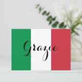 イタリア国旗のグリーン・ホワイト・レッド サンキューカード (スタンド正面)