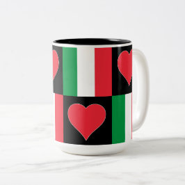 イタリア国旗のハートパターン愛国的イタリアンプライド ツートーンマグカップ