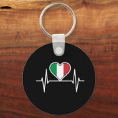 イタリア国旗のハートビート キーホルダー (正面)