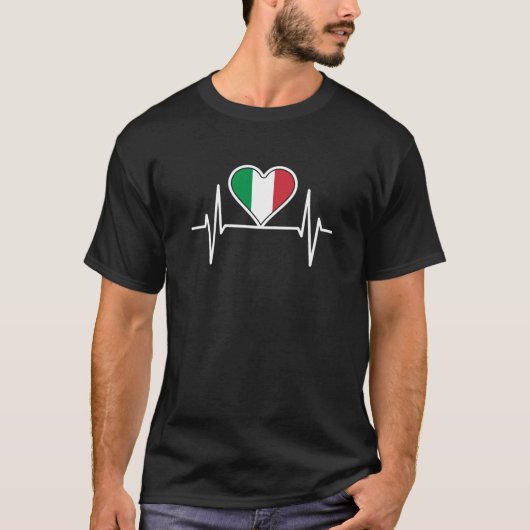 イタリア国旗のハートビート Tシャツ (正面)