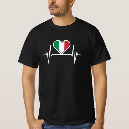 イタリア国旗のハートビート Tシャツ (正面)