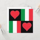イタリア国旗のハート愛国的イタリアン挨拶 カード (正面/裏面インサイチュ)
