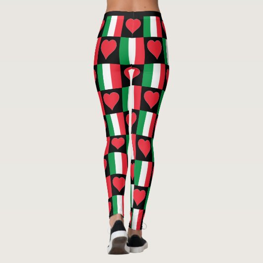 イタリア国旗のハート柄かわいい愛国心イタリアン レギンス (裏面)