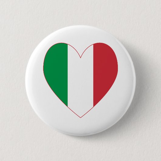 イタリア国旗のハート縁ど赤 缶バッジ (正面)