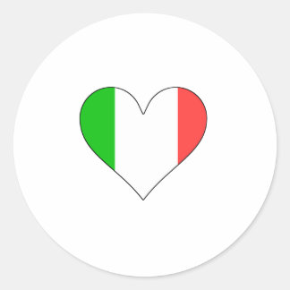 イタリア国旗のハート ラウンドシール