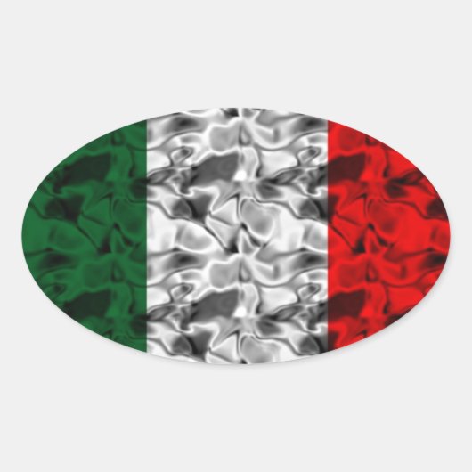 イタリア国旗のハート 楕円形シール (正面)