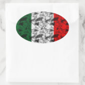 イタリア国旗のハート 楕円形シール (バッグ)