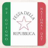 イタリア国旗のフェスタ・デラ・レパブブリカ スクエアペーパーコースター (正面)