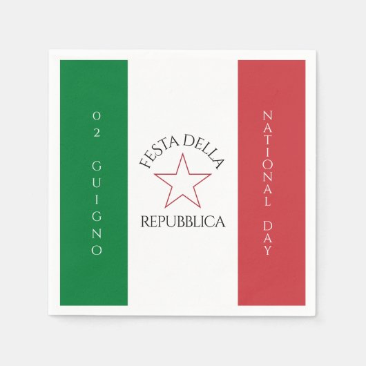 イタリア国旗のフェスタ・デラ・レパブブリカ スタンダードカクテルナプキン (正面)