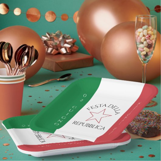 イタリア国旗のフェスタ・デラ・レパブブリカ ペーパープレート (複数)