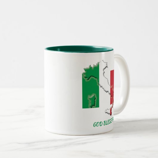 イタリア国旗の地図聖なる書物、 経典カスタマイズ ツートーンマグカップ (正面右)