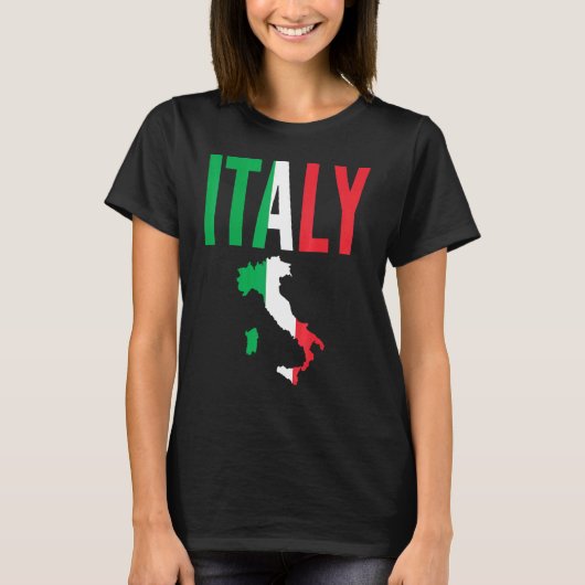 イタリア国旗の地図 – イタリアン Tシャツ (正面)