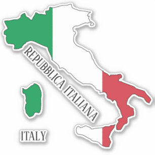 イタリア国旗の地図 シール
