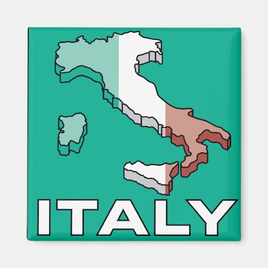 イタリア国旗の地図 マグネット (正面)