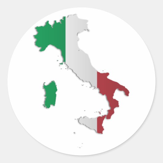 イタリア国旗の地図 ラウンドシール (正面)