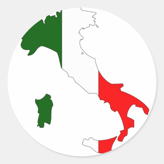 イタリア国旗の地図 ラウンドシール (正面)