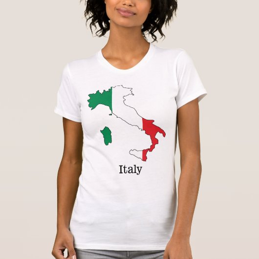 イタリア国旗の地図 – 土産コレクション Tシャツ (正面)