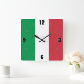 イタリア国旗の愛国心 スクエア壁時計 (ホーム)
