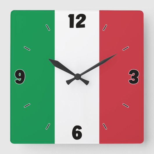 イタリア国旗の愛国心 スクエア壁時計 (正面)