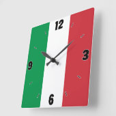 イタリア国旗の愛国心 スクエア壁時計 (傾斜)