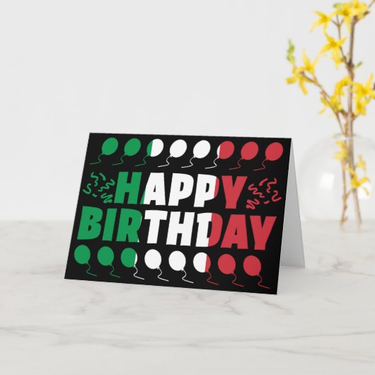 イタリア国旗の愛国的誕生日 カード (黄色い花)
