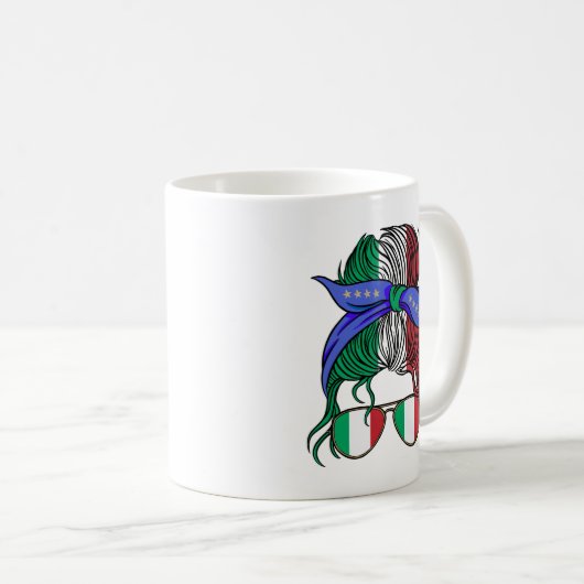 イタリア国旗の散らかっイタリアンたパン コーヒーマグカップ (正面右)
