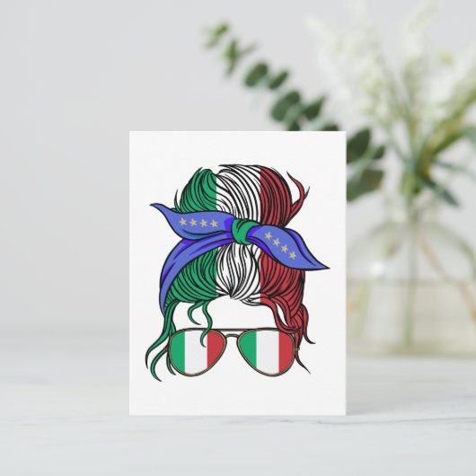 イタリア国旗の散らかっイタリアンたパン ポストカード (スタンド正面)